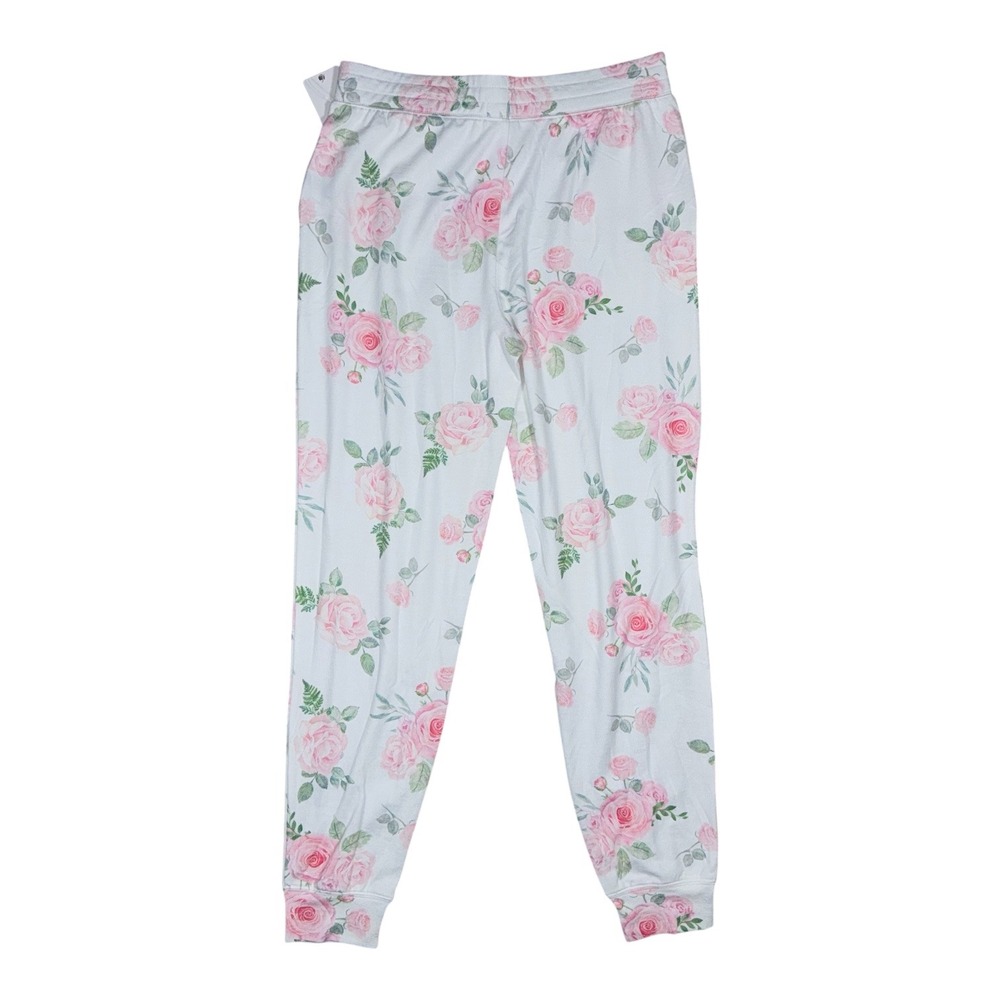 PJ Salvage Womens Size Medium Garden Hearts Ivory Pink Roses Floral PJ Bottoms
